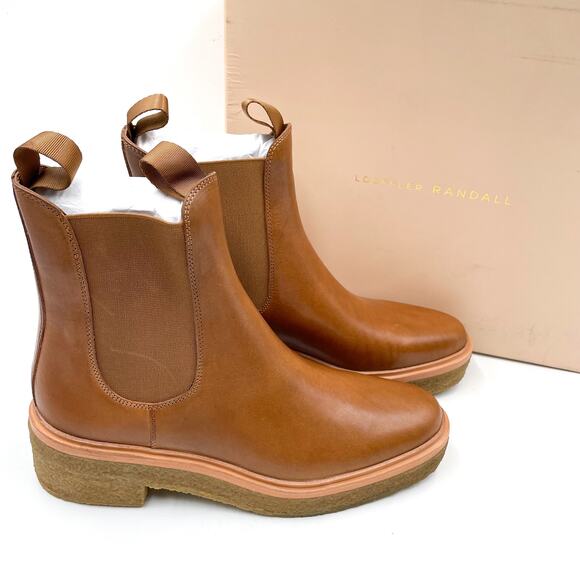 Loeffler Randall Raquel Chelsea Boots Brown Leather Block Heel Ankle Sz 10 - Picture 1 of 14